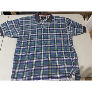 Mark Alexander Sport Mens Striped Plaid Polo L 90s